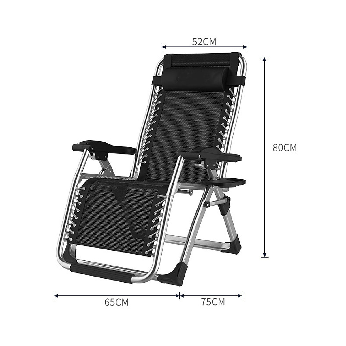 Ghế xếp thư giãn 4D đệm cao cấp khung thép chắc chắn ngồi đọc sách, xem tivi + Tặng khay nước phụ kiện