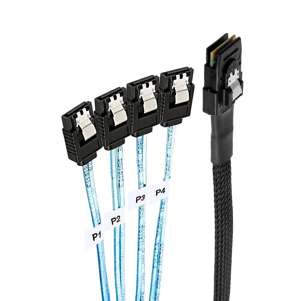Cáp dữ liệu máy chủ Mini SAS SFF-8087 đến 4 SATA Hard Disk Cable với tốc độ truyền 12Gbps 22,5Gbit / s Băng thông 1M