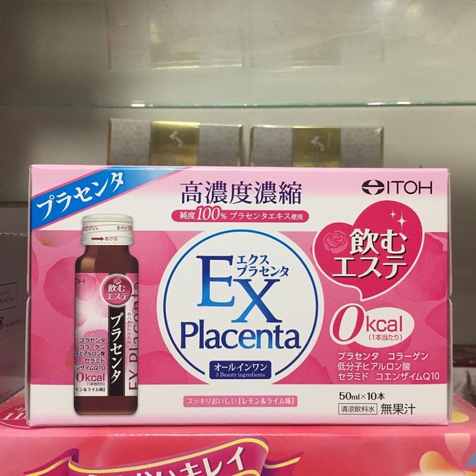 Thực phẩm chức năng nước uống chống lão hóa bổ sung Collagen Itoh EX Placenta (10 lọ x 50ml) Số 1 Nhật bản 