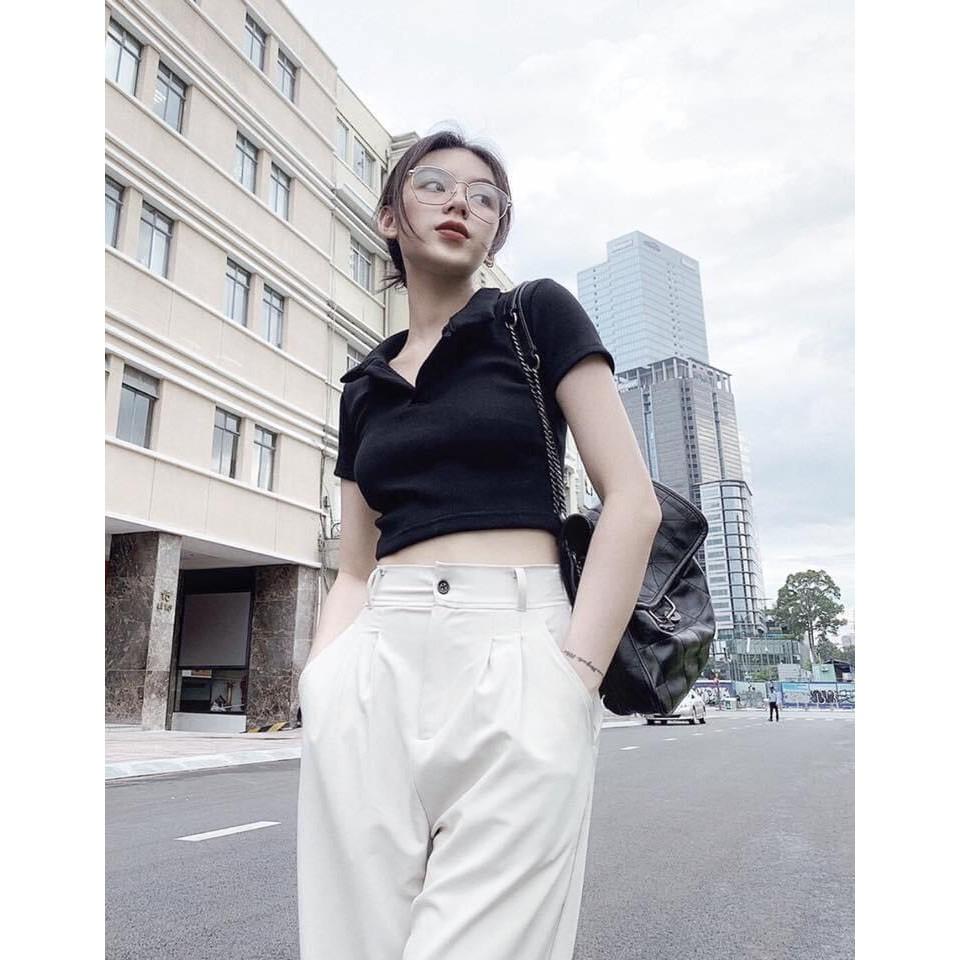 ÁO CROPTOP CỔ SƠ MI BASIC giá tận xưởng