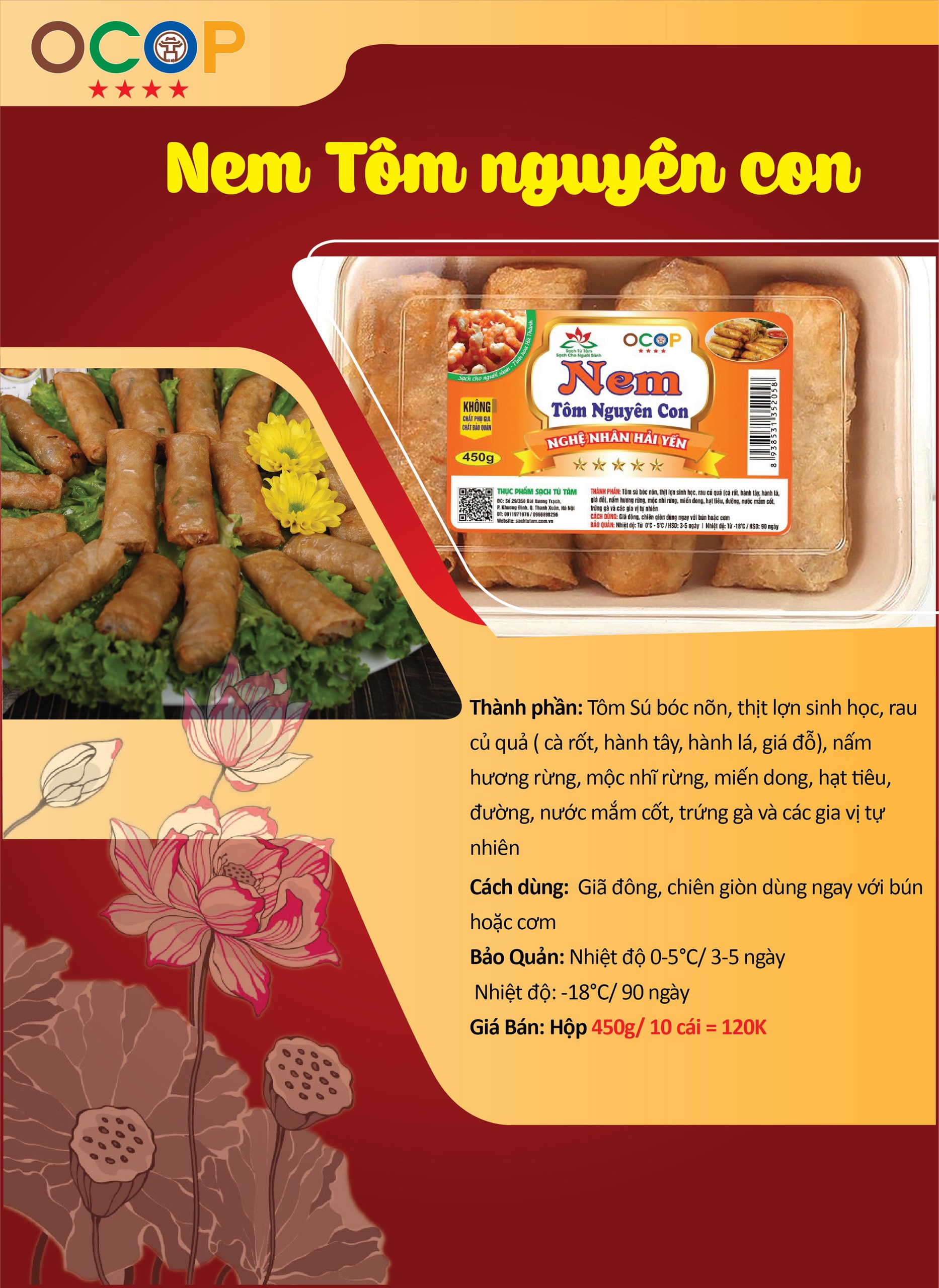 [Chỉ giao HN] Nem tôm nguyên con (hộp 10 chiếc)