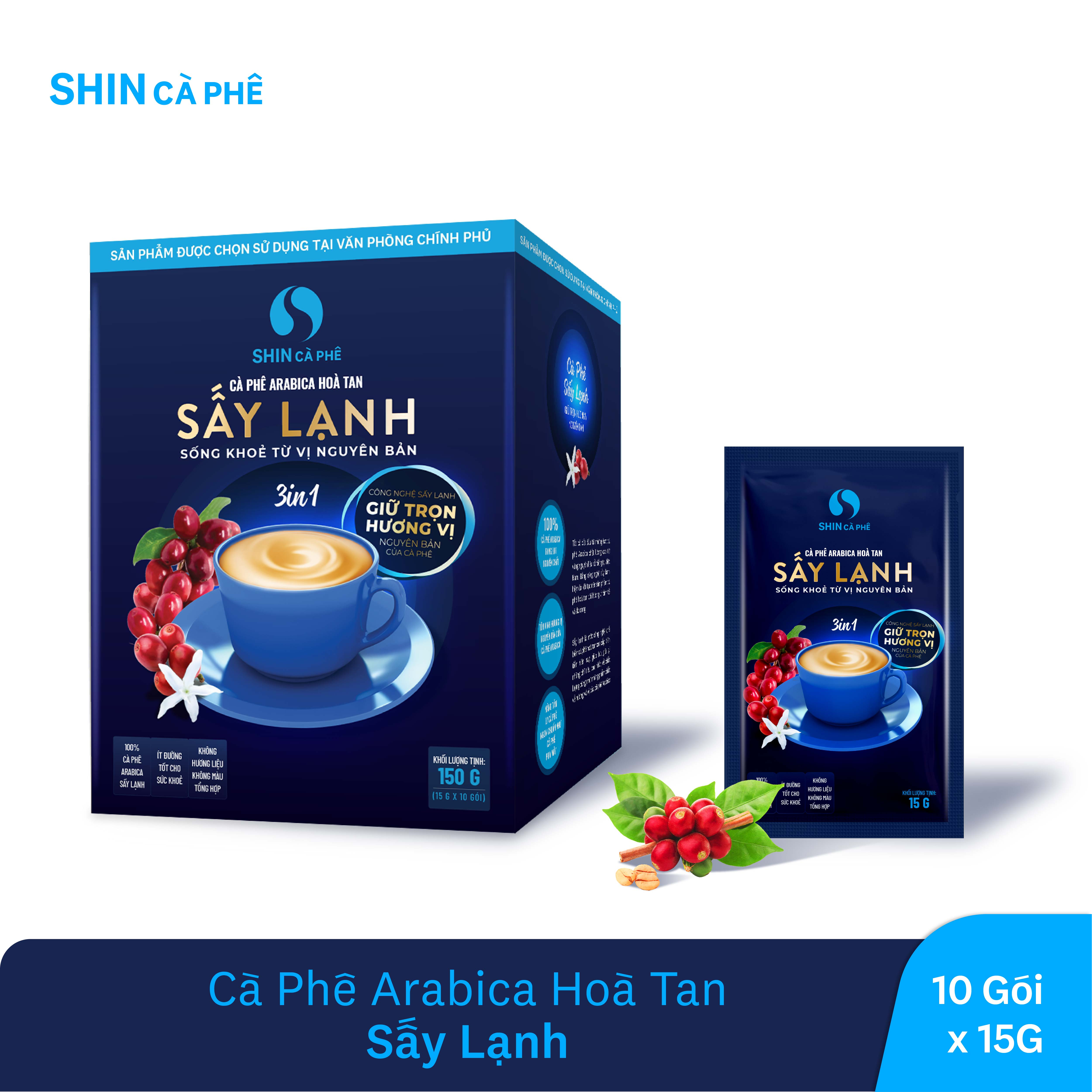 SHIN Cà Phê - Cà Phê Hòa tan Arabica Sấy lạnh 3 in 1