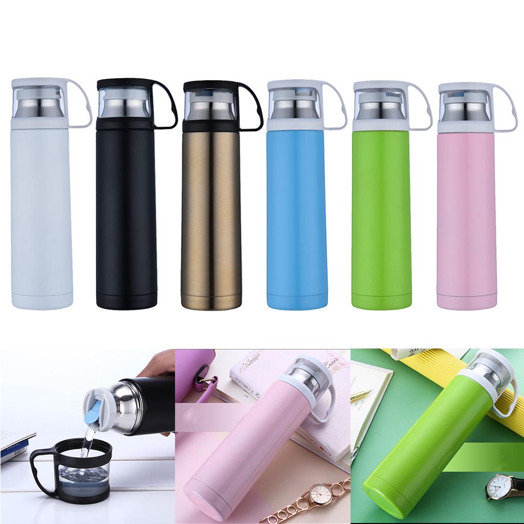 500ml Vacuum Insulated Flask Thermal Sports Water Bottle Hot/Cold White
