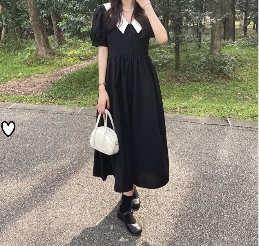 Đầm suông tay bồng nữ Hàn Quốc mới nhất