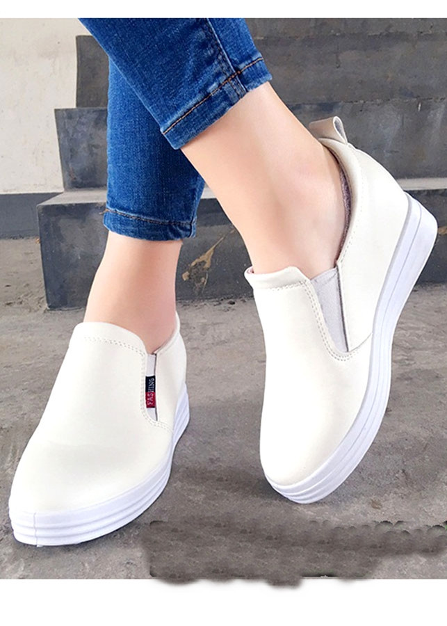 Giày thể thao nữ đế cao dáng Hàn Quốc trắng C65n