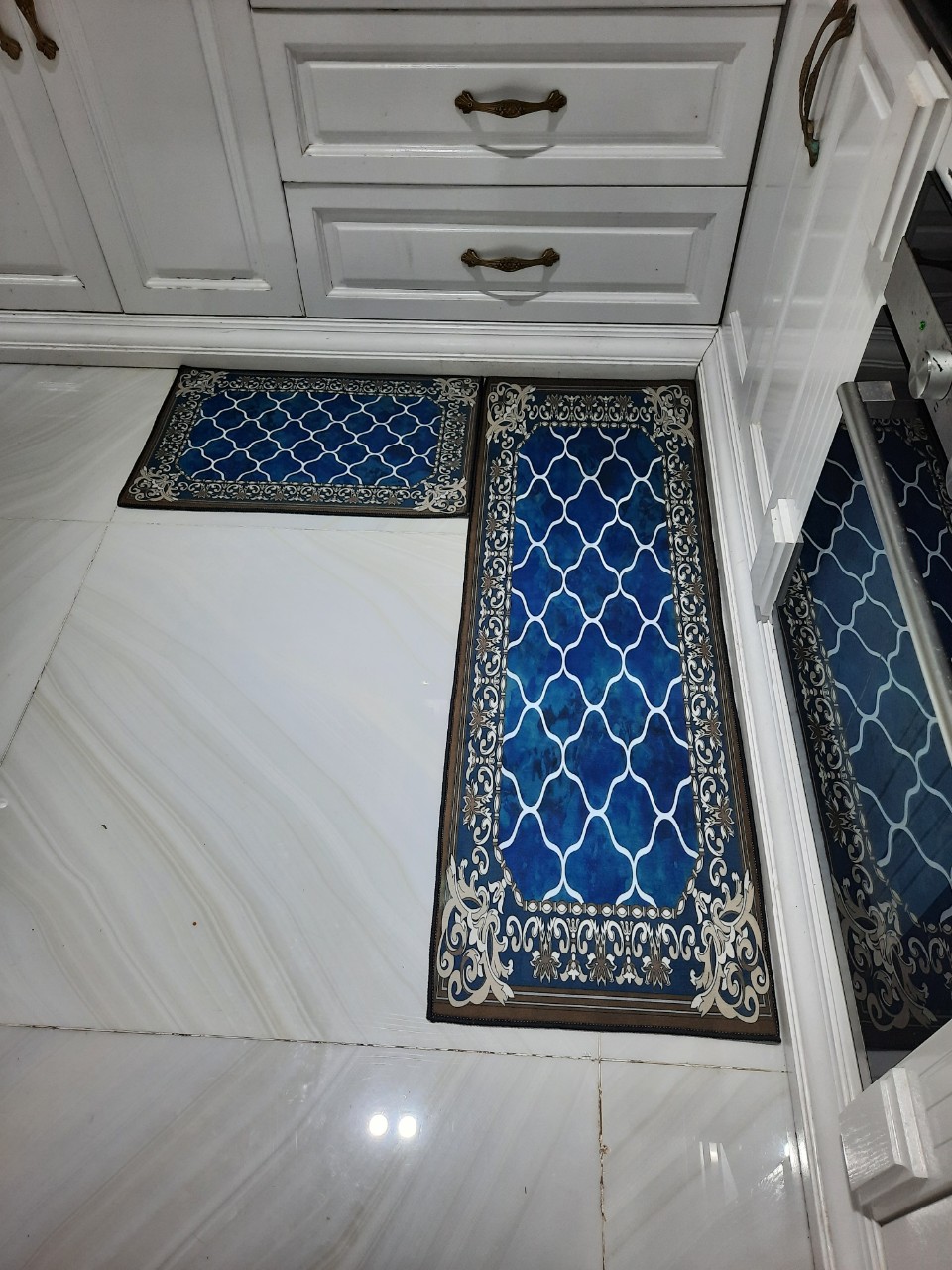 Sét 2 thảm bếp  sang trong caro Bali