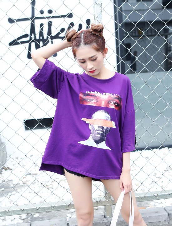 Áo thun oversize thinkin about you Mã: AX3224 - TÍM