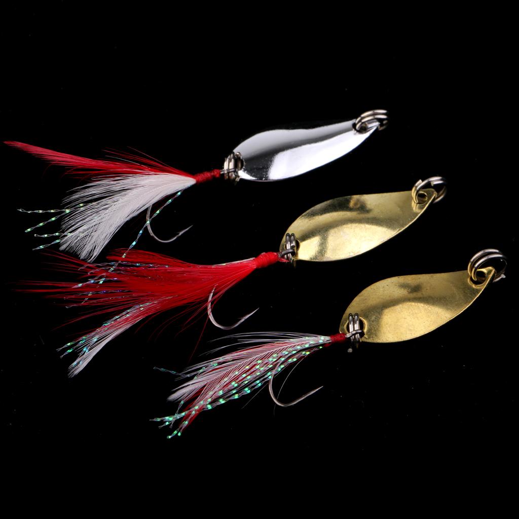 12Pcs Metal Fishing Lures Spoon Spinner Baits Treble Hook with Box