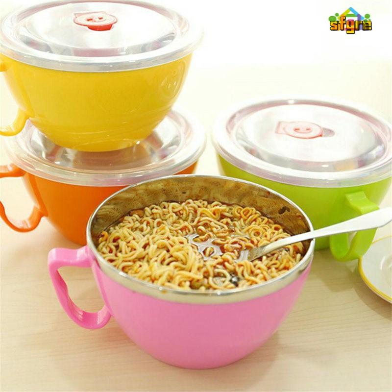 Tô Đựng Mì Bằng Thép Không Gỉ Có Tay Cầm Chống Tràn 600ml