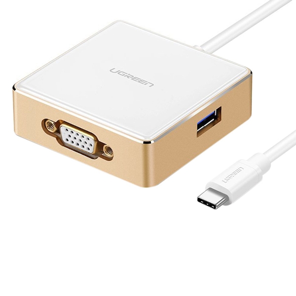 USB-C to VGA Multiport Adapter ,Type c to USB, change and Video output VGA: 1920*1080/60HzTransfer Speed: USB3.0/USB2.0Charge: Support PD agreement Ugreen cái-30442 Hàng chính hãng