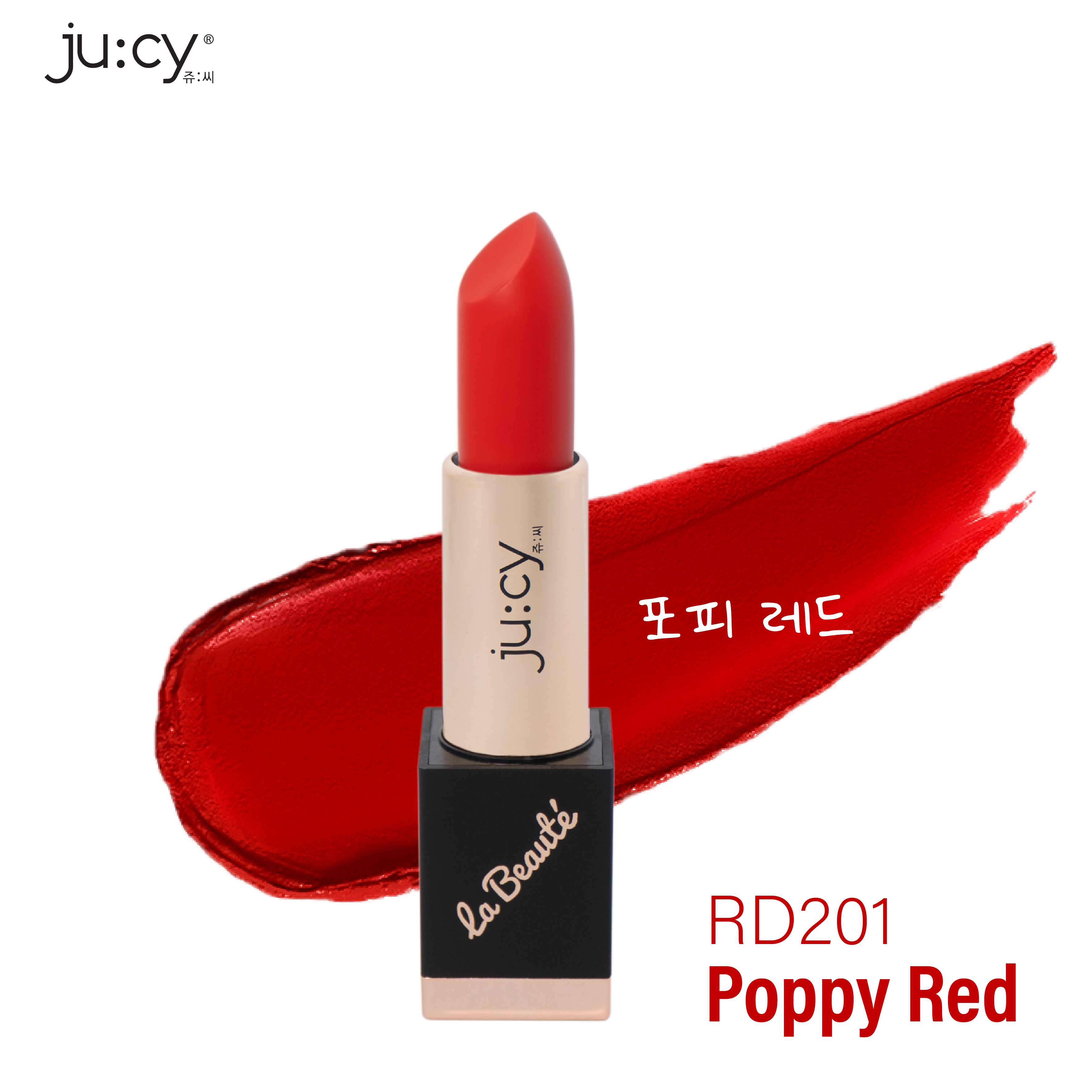 (HÀNG CHUẨN HÃNG) Son lì KHÔNG CHÌ Hàn Quốc Ju:cy Poppy Red chuẩn màu, không lộ vân, bền màu đến 10 giờ, không gây khô, thâm môi