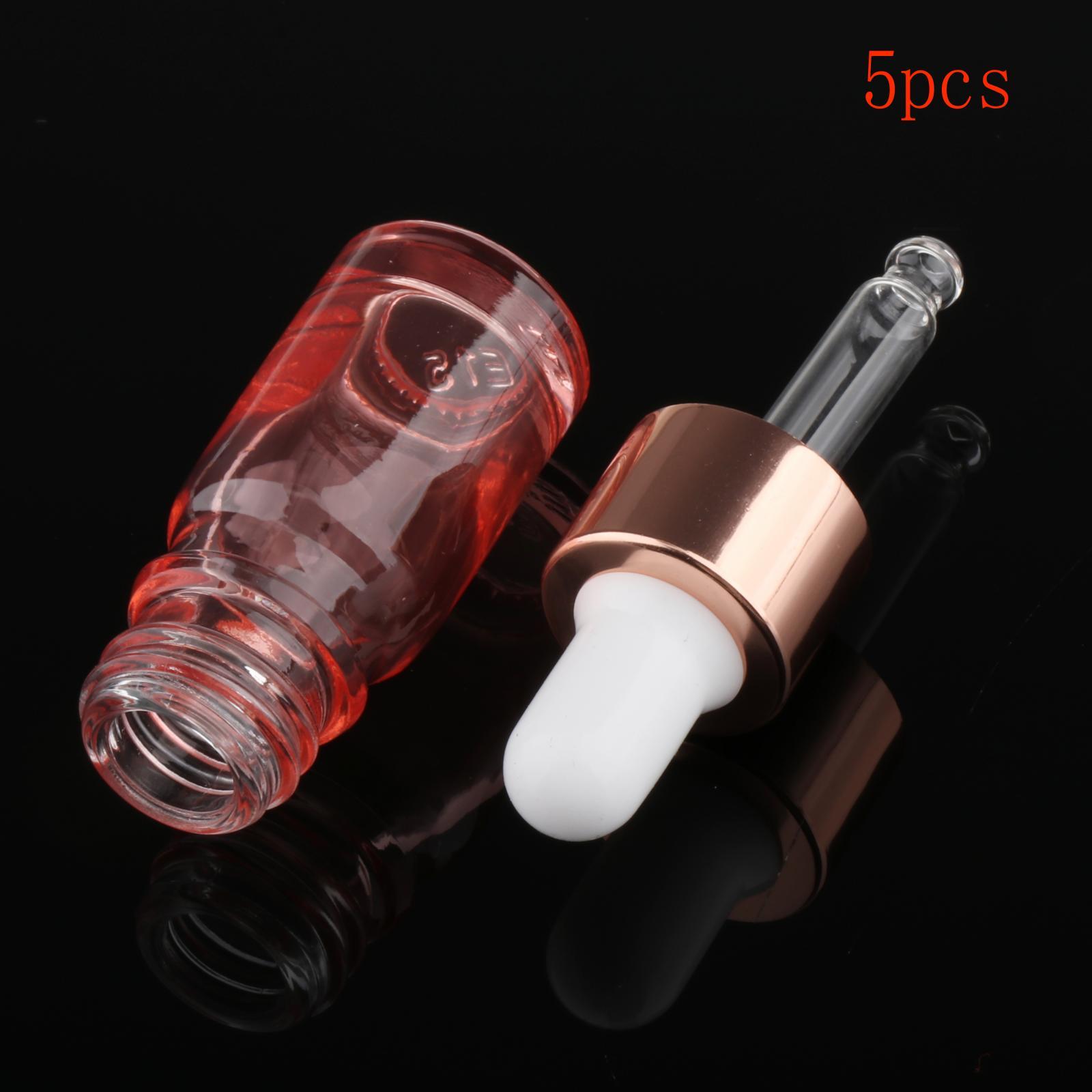 5 Pcs Rose Gold Small Glass Eye Dropper Bottle for Essential Oil Liquids Perfumes