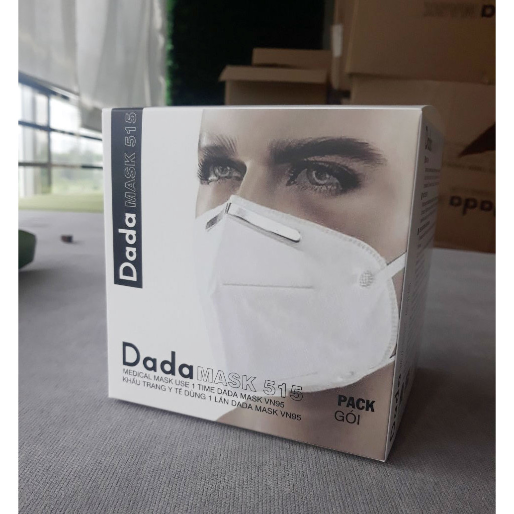 Khẩu trang y tế DaDa Mask VN95 515v - Hộp 5 cái màu xám có van