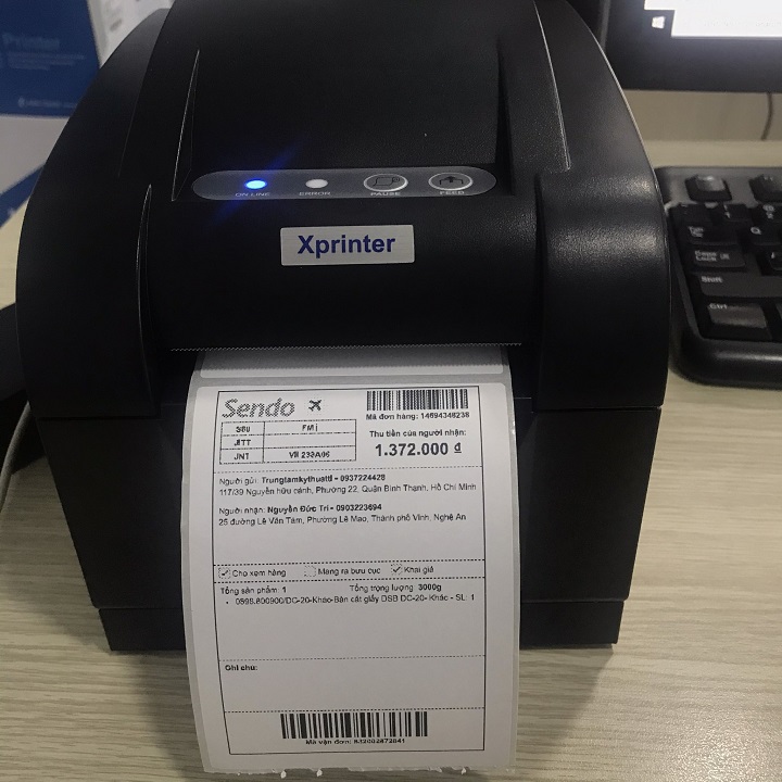 COMBO Máy in mã vạch Xprinter XP350B (Hàng chính hãng) + Tem Decal Nhiệt (30m)