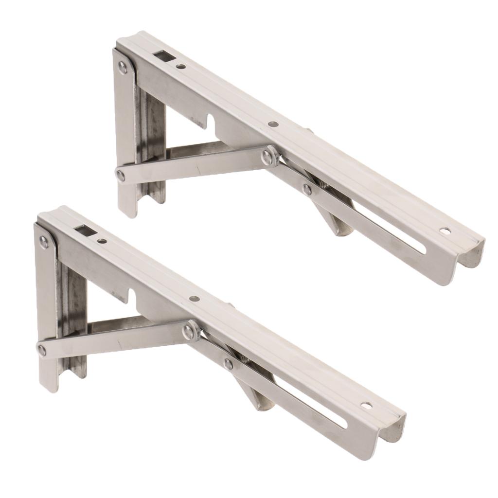 2Pcs Stainless Steel Foldable Shelf Bracket Rack Wall Hanging Holder