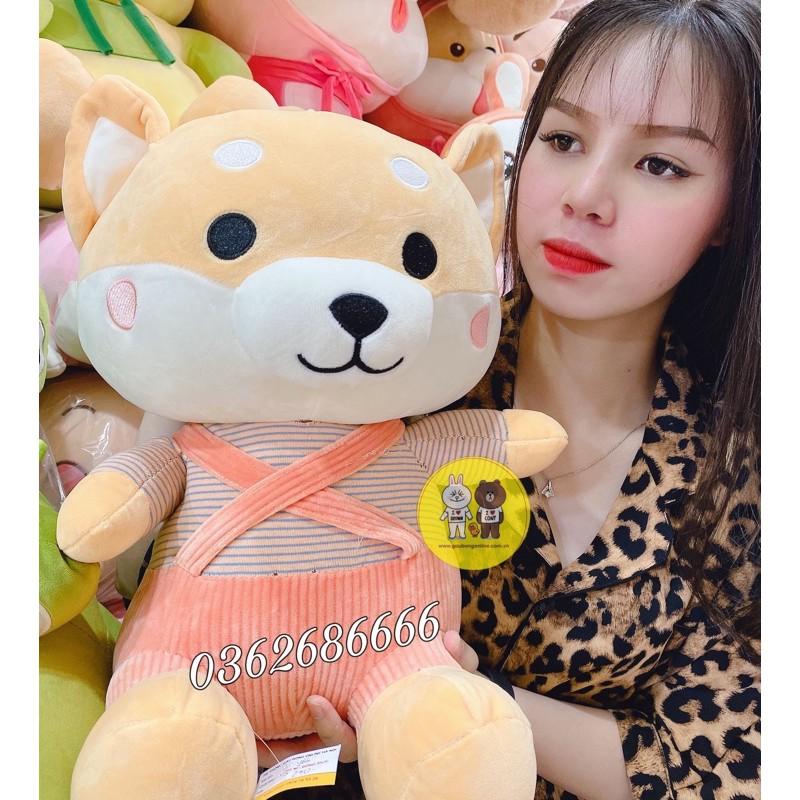 Gấu bông chó Shiba mặc yếm chó bông 2 màu hồng và xanh dương kích thước 50cm Xưởng gấu bông Việt Nam