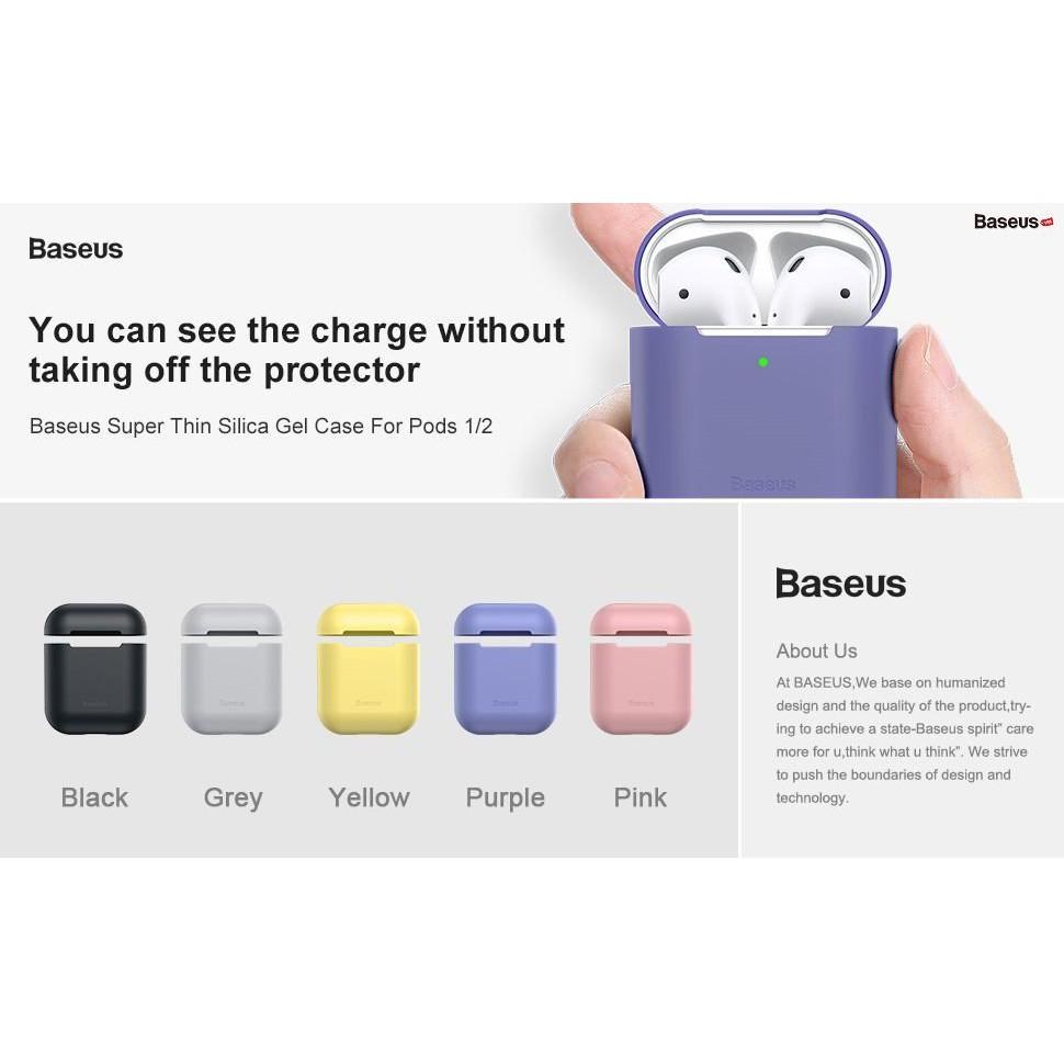 Bao Silicone siêu mỏng Baseus Ultrathin Series Silica Gel Protector cho Apple AirPods 1/2