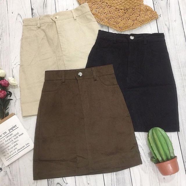 Chân váy kaki nhung