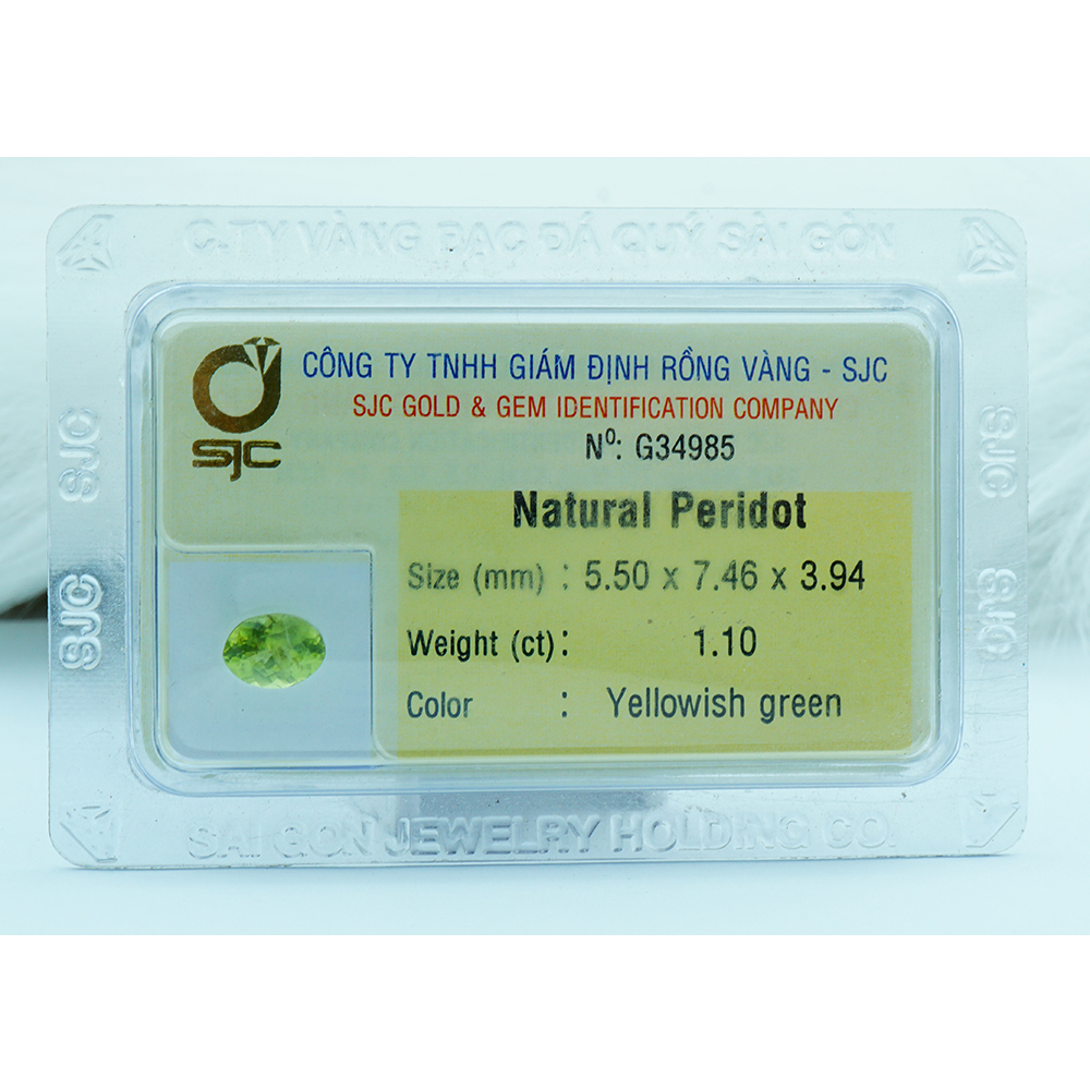 Mặt Đá Quý Peridot Tự Nhiên Kiểm Định Mài Giác Oval 7*5 Li