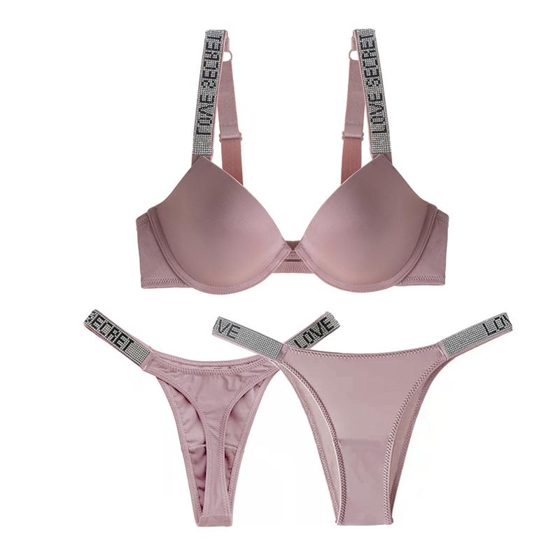 Thời Trang Đồ Lót Nữ Push Up Bra Chữ Kim Cương Giả Bí Mật Mềm Áo Bralette Giới Tính Nữ Quần Lót Điều Chỉnh 3 Món Áo Ngực + Thông + Quần