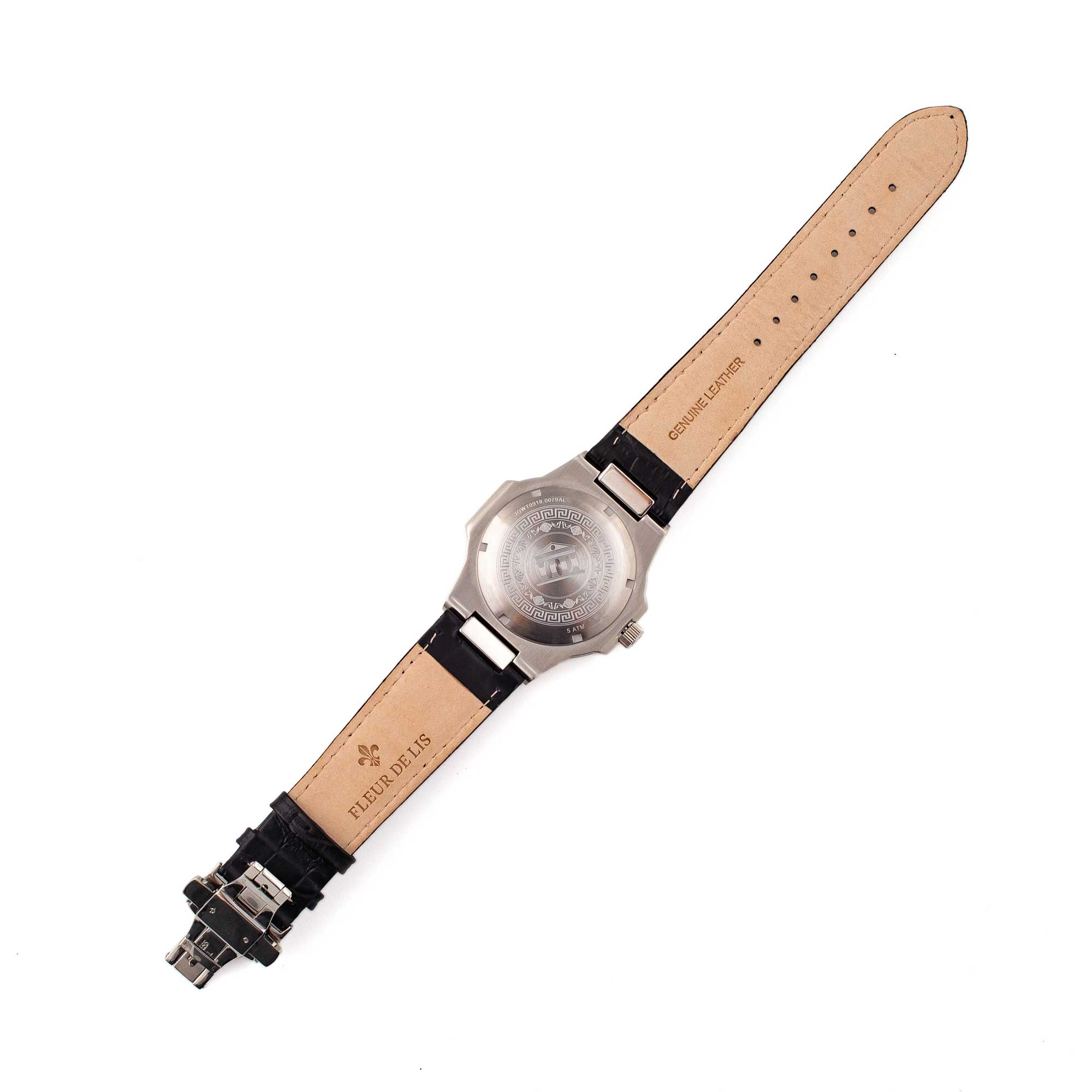 Đồng hồ nam Fleur De Lis AL-01 hàng chính hãng chống nước mặt shaphire 42mm dây da cao cấp