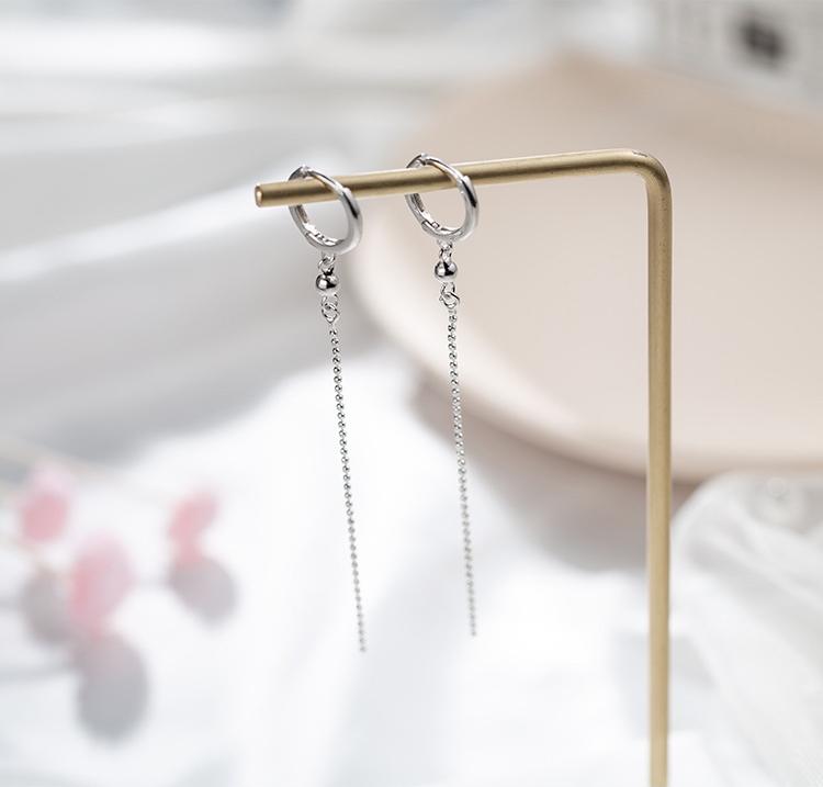Bông tai bi Titan mini thả chuỗi 1 ĐÔI