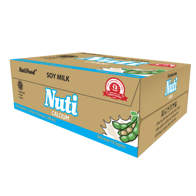 Thùng 36 Hộp Sữa đậu nành Nuti Canxi Hộp 200ml TU.NSDNX02TI NUTIFOOD