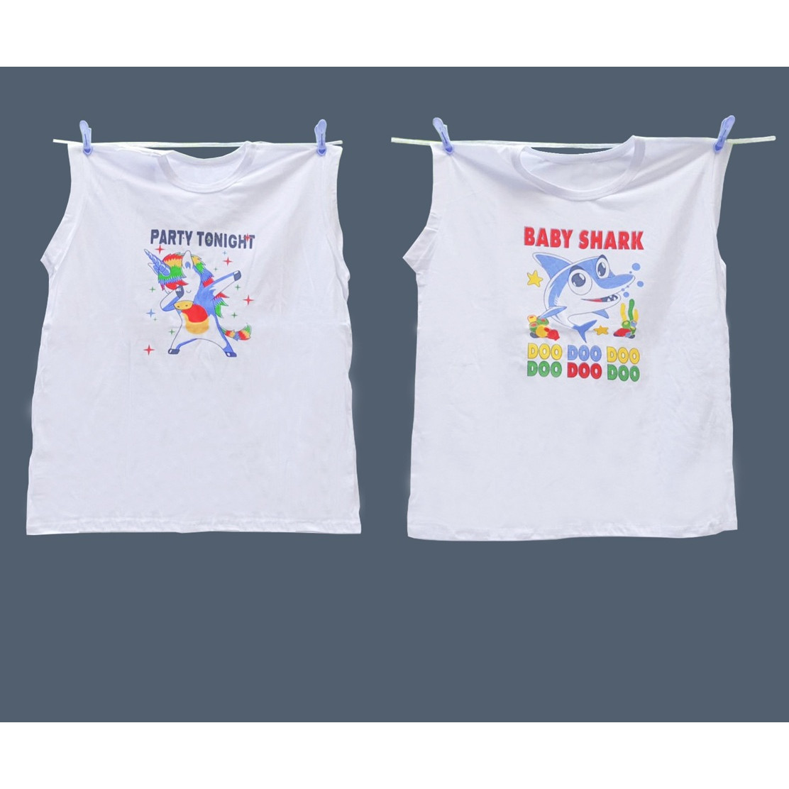 SET 2 ÁO SÁT NÁCH TRẮNG IN HÌNH CHO BÉ