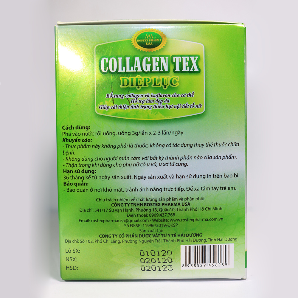 Diệp Lục Collagen HDPHARMA làm đẹp da, chống lão hóa, ngừa nếp nhăn - Hộp 30 gói bổ sung Vitamin C, Isoflavon, Acid hyaluronic, Biotin