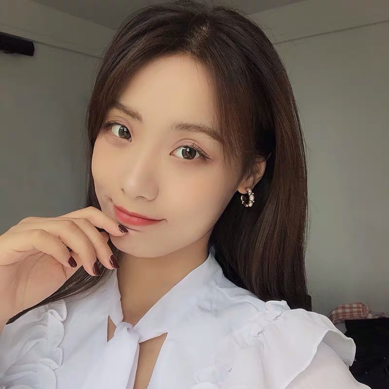 Khuyên tai hình chữ c đính ngọc phong cách hàn quốc
