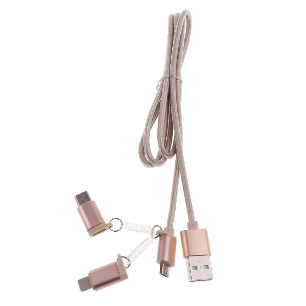 3 In 1 Nylon Cable Micro USB/Type C Sync Charge For All Devices IPhone