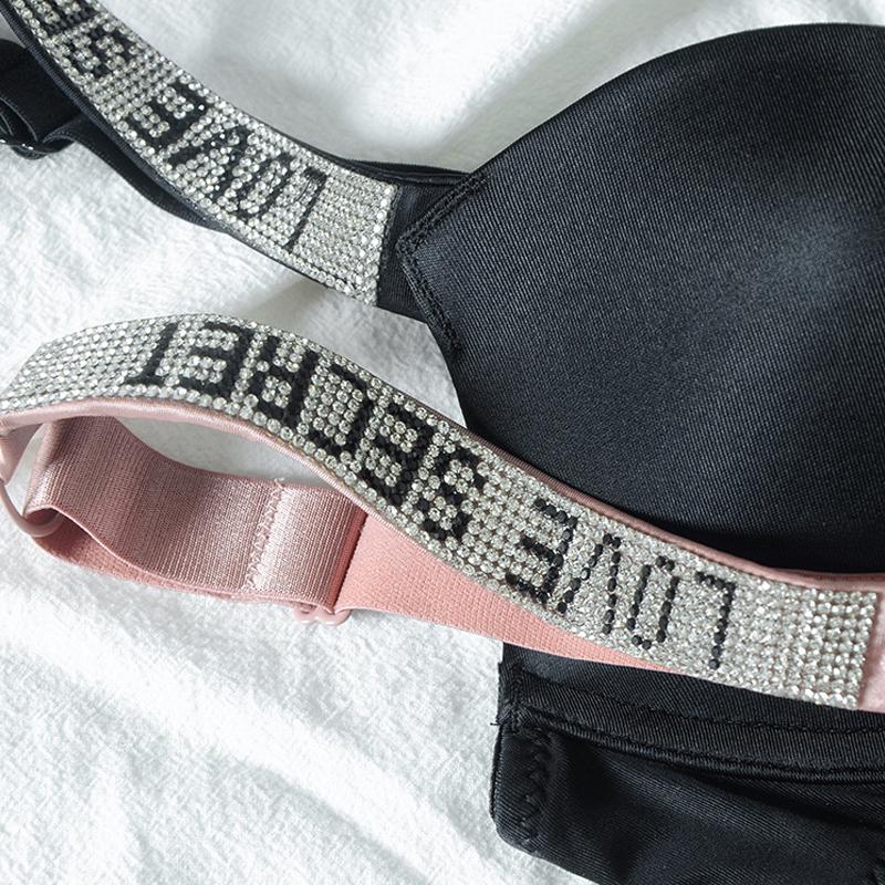 Thời Trang Đồ Lót Nữ Push Up Bra Chữ Kim Cương Giả Bí Mật Mềm Áo Bralette Giới Tính Nữ Quần Lót Điều Chỉnh 3 Món Áo Ngực + Thông + Quần