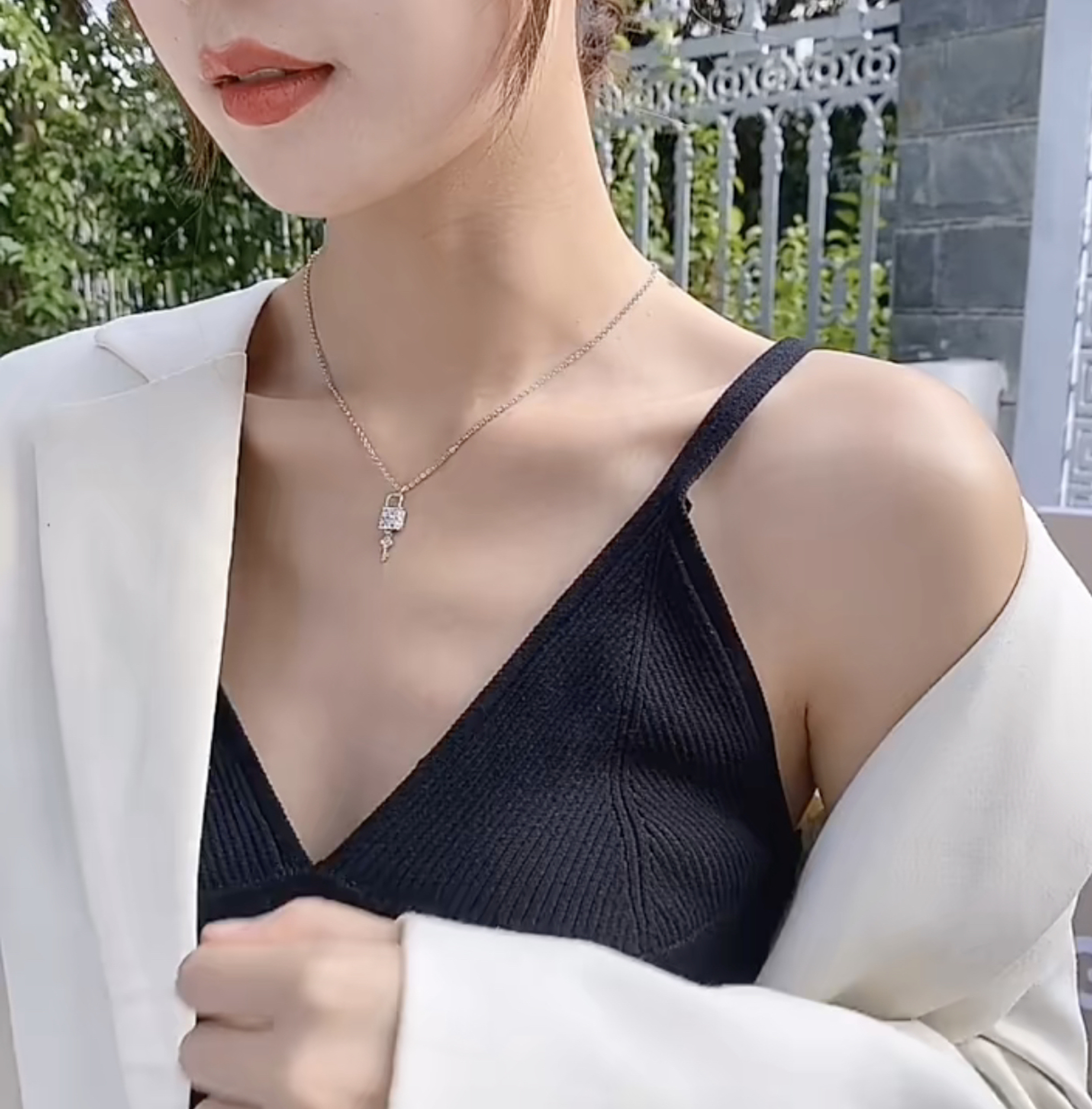 Dây chuyền bạc nữ chìa khóa và ổ khóa DCN02 phong cách độc lạ