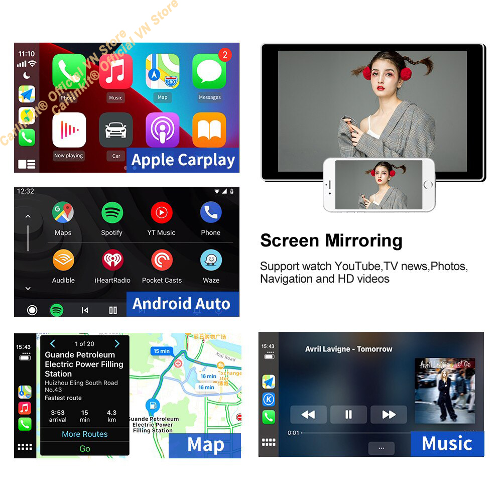 Carlinkit CPC200-AutoKit (MỚI NHẤT)-Bộ Adapter chuyển đổi Apple Carplay có dây sang Apple Carplay không dây cho xe hơi màn Android