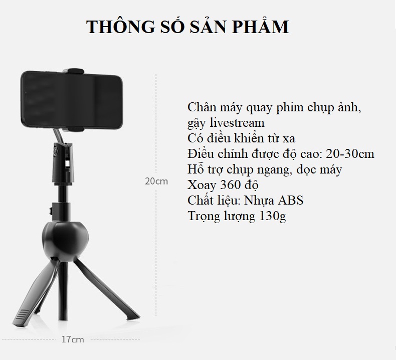 Tripod - Giá Đỡ Điện Thoại 3 Chân Live Stream Quay Video Tiktok LT-04