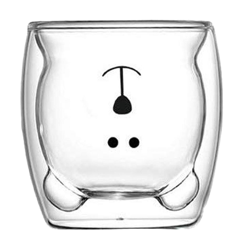 Cute Bear Mugs Glass Double Wall Insulated Glass Espresso Cup, Coffee Cup, Tea Cup, Milk Cup