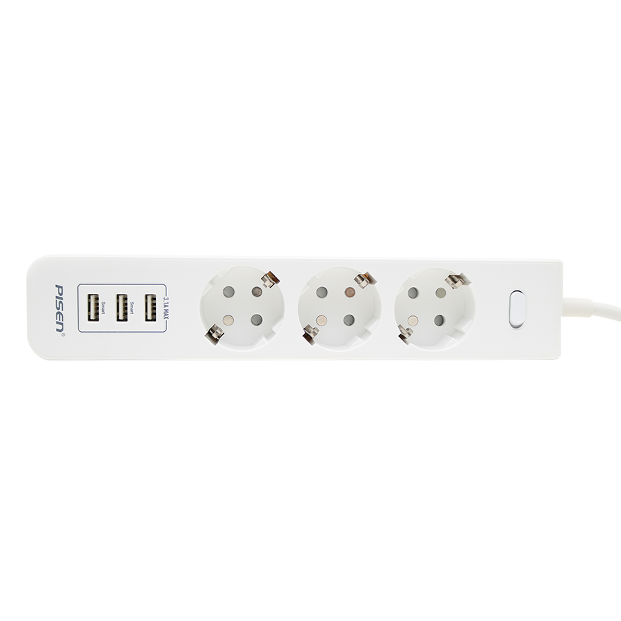 Ổ Cắm Điện Pisen 303-EP (3 x AC, 3 x USB)