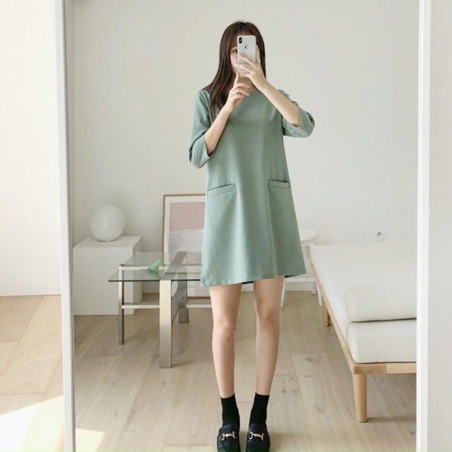 Đầm Suông Ngắn Xanh Mint Freesize