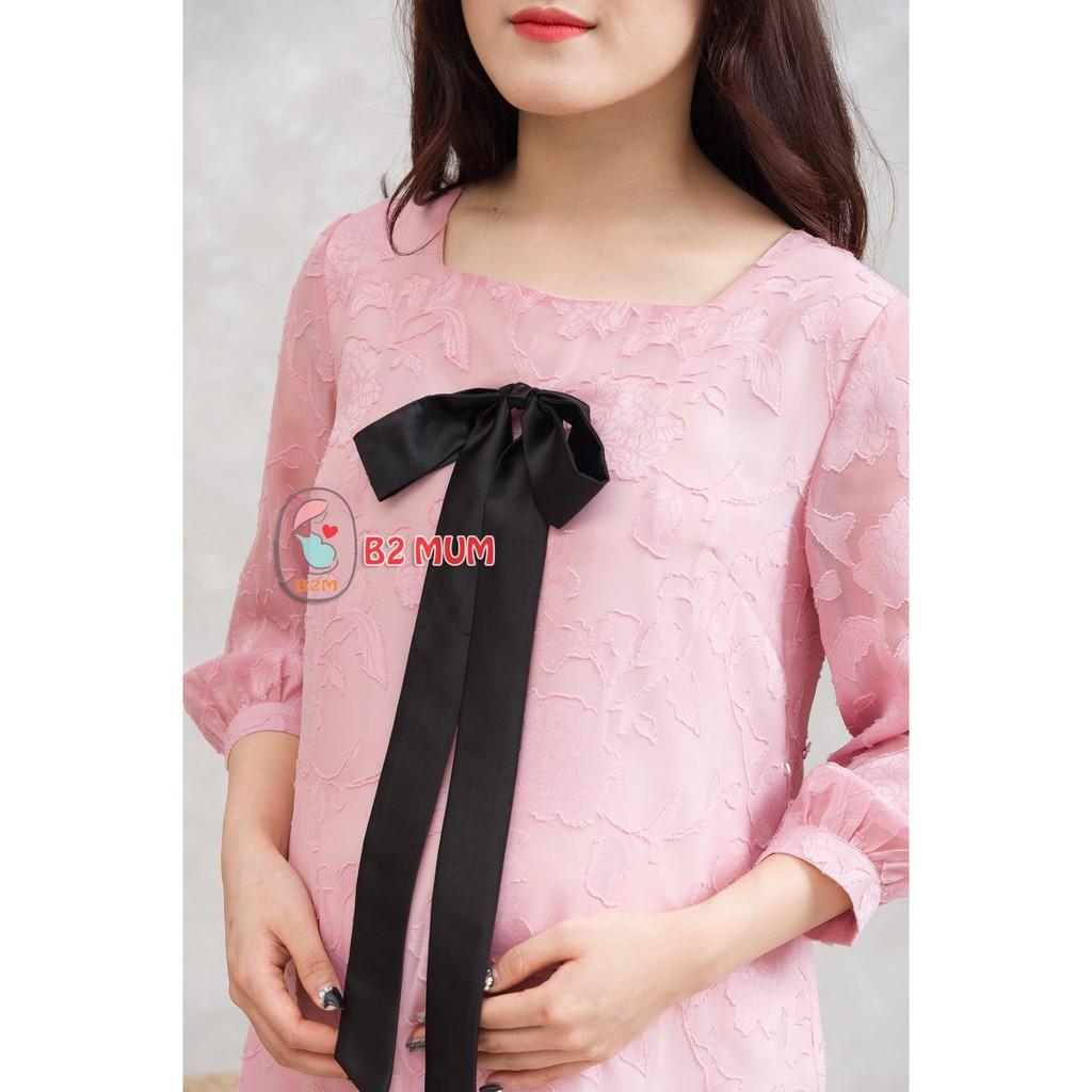 V229 Váy đuôi cá hồng nơ đen