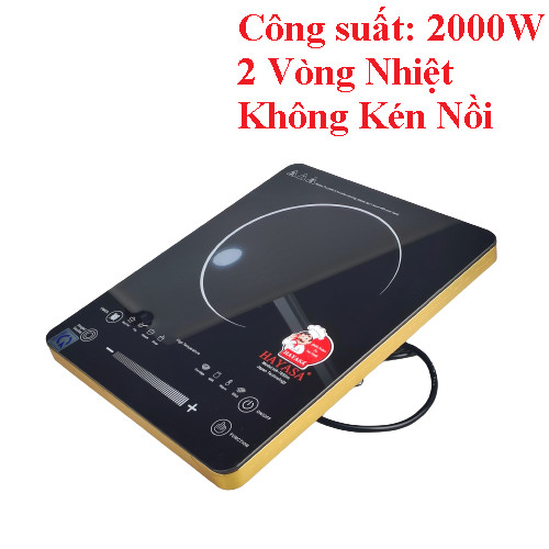 [Bếp không kén nồi chảo] Bếp hồng ngoại 2 vòng nhiệt Hayasa công suất 2000W, mỏng gọn, mặt kính dễ vệ sinh, phím cảm ứng-hàng chính hãng