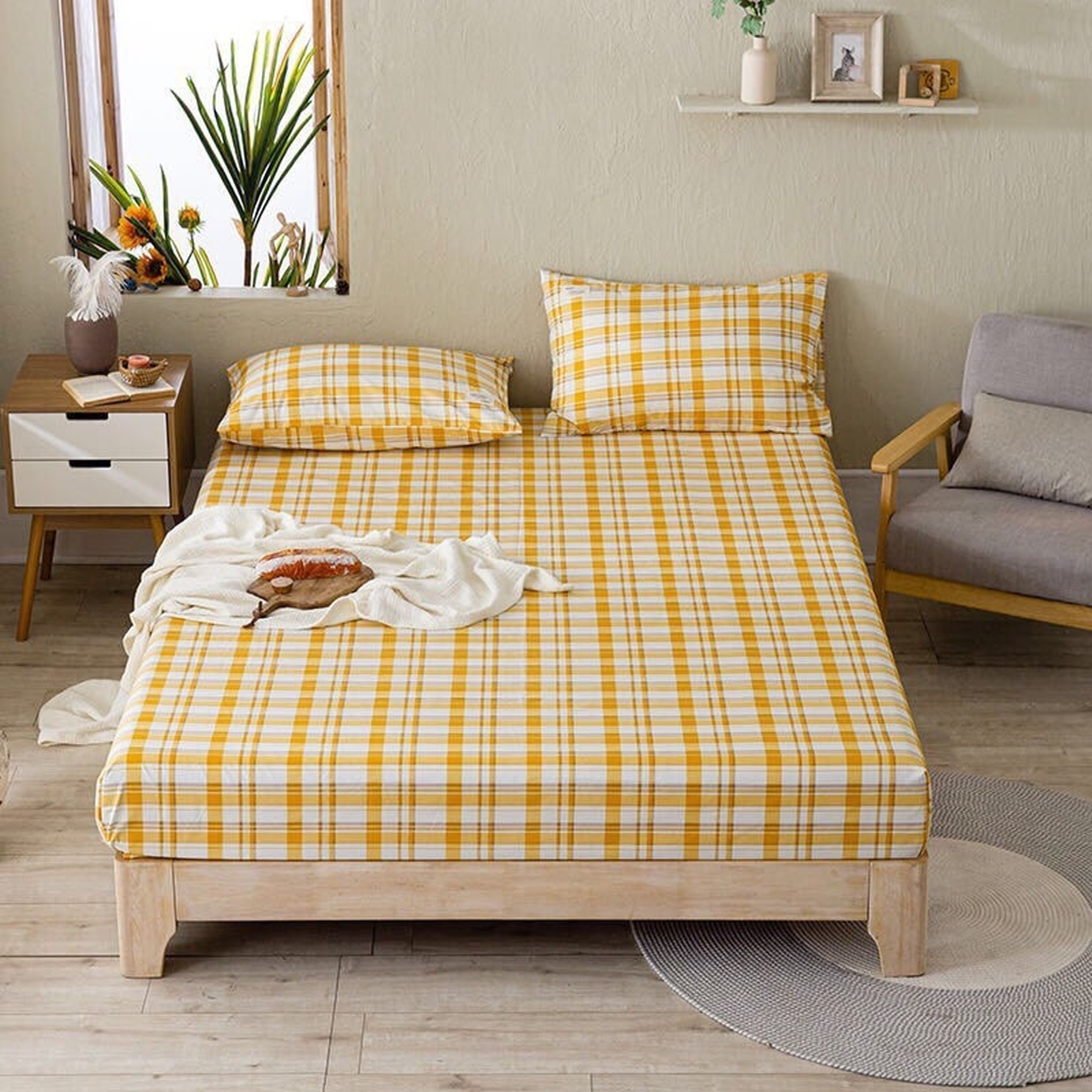 Bộ Ga Gối 3 Món Cotton Tici KẺ NHIỀU MÀU