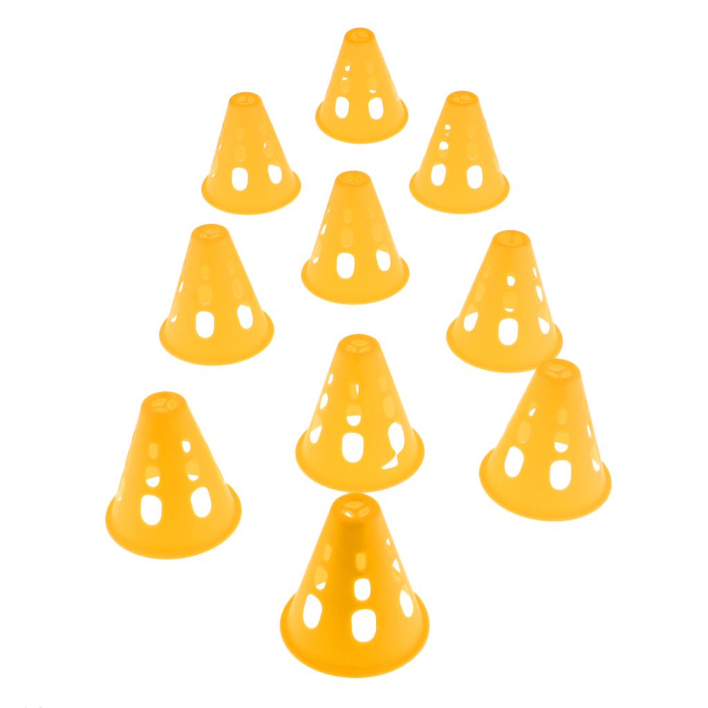 10pcs Plastic Windproof Roadblock Sport Training Traffic Road Cones Yellow