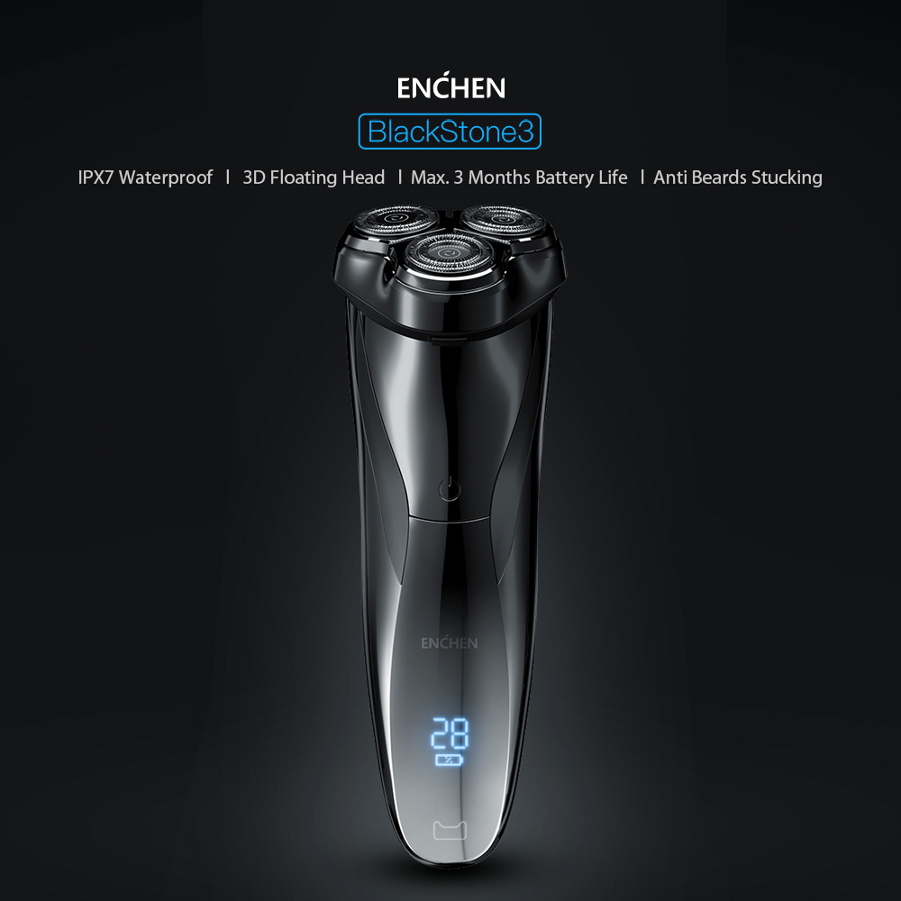 Máy Cạo Râu Điện Xiaomi Enchen BlackStone 3 3D Với 3 Lưỡi Cạo Và Kết Nối USB
