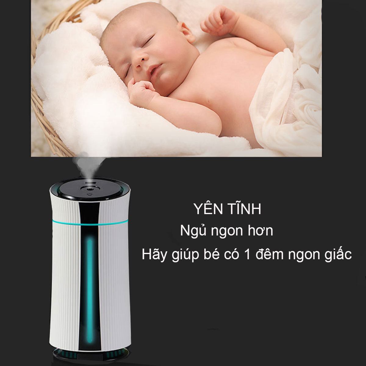 Máy phun sương tạo ẩm không khí SEASY SS01, máy xông và khuyếch tán tinh dầu dung tích 1.15 lít với 2 chế độ phun, tích hợp đèn ngủ tự thay đổi màu sắc - Hàng chính hãng