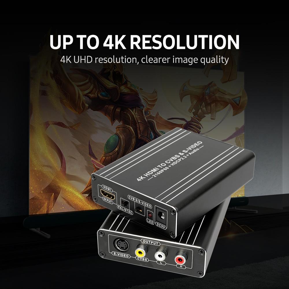 Bộ chuyển đổi HDMI sang AV & SVideo Chất lượng hình ảnh 4K UHD Audio Video đầu cắm US