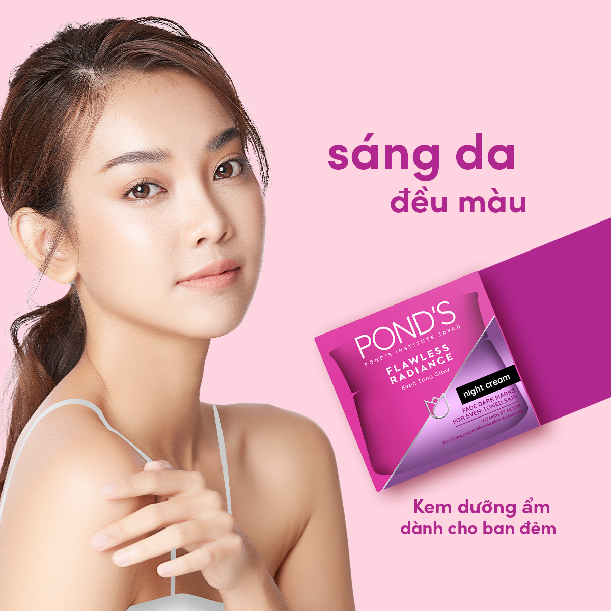 Kem Dưỡng Da Pond'S Flawless Radiance Derma Kem Dưỡng Sáng Da Giảm Thâm Nám Ban Đêm Trắng Mịn Mướt Sương 50G