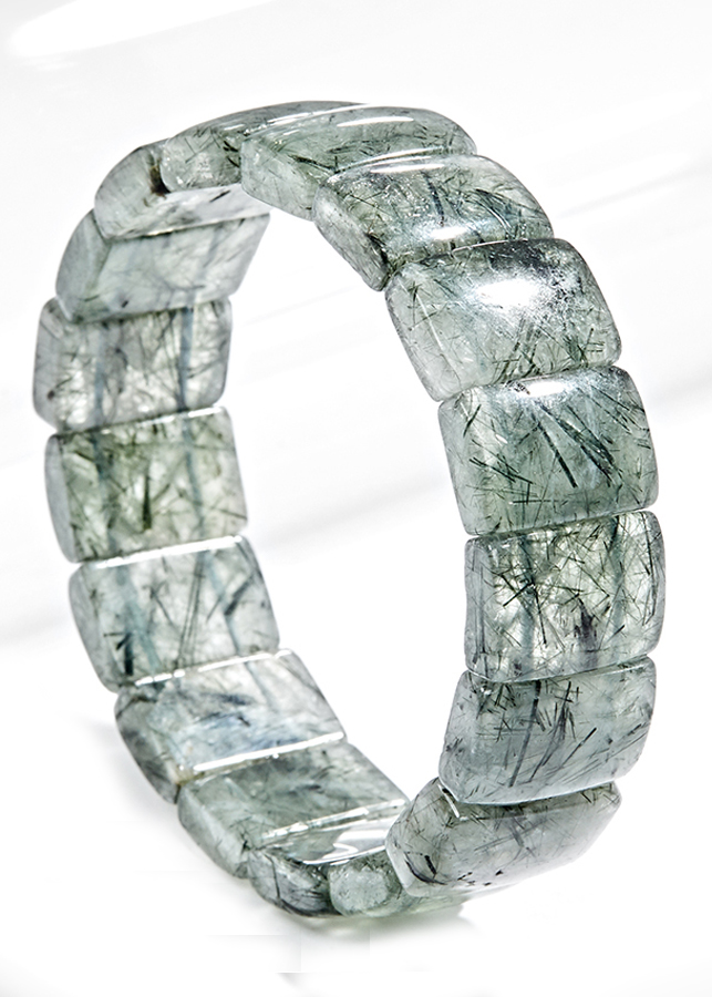 Vòng tay đá thạch anh tóc xanh bản vuông Ngọc Quý Gemstones