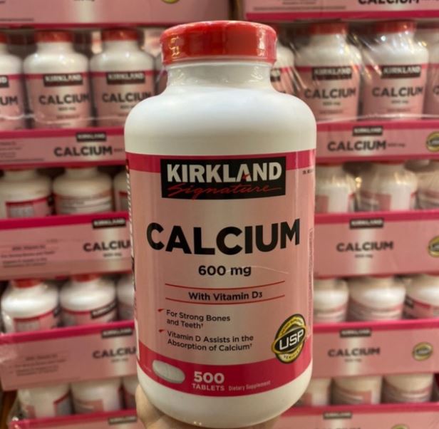 Canxi (Calcium) Vitamin d3 cho người lớn Kirkland giúp xương, răng chắc khỏe, ngừa loãng xương, giảm nhức mỏi khi vận động - Massel Official -500 viên/hộp