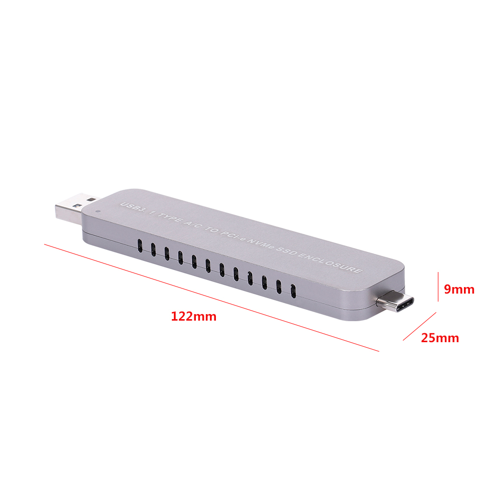 Bộ điều hợp Vỏ bọc Ổ cứng Di động USB 3.1 Loại A / C sang PCI-e NVMe M.2 SSD