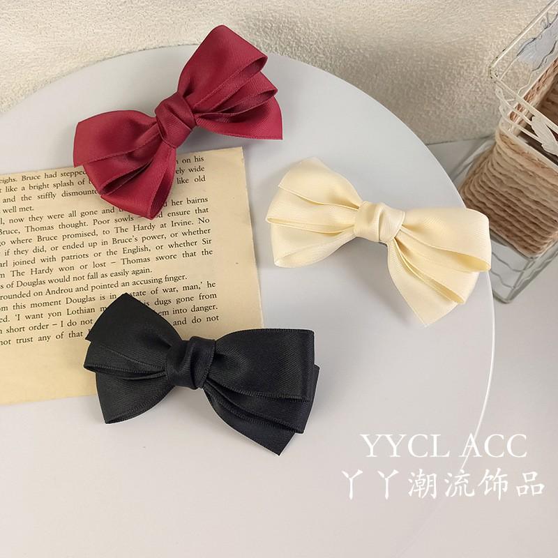 Kẹp nơ trơn phong cách retro đơn giản tiểu thư Hàn Quốc 7cm Tatitava